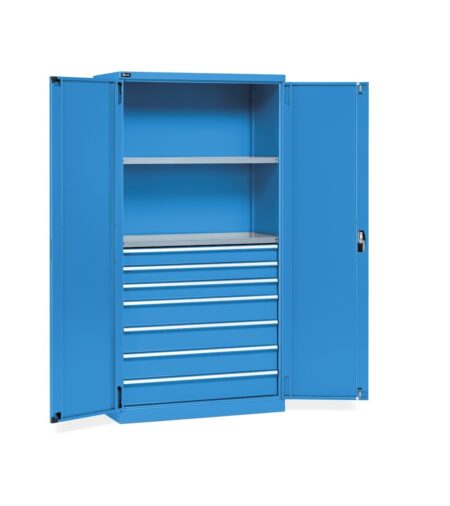 Armadio 2 Ante A Battente, 2 Ripiani, 7 Cassetti, L1023 X P555 X H2000 Mm, Perfom14054