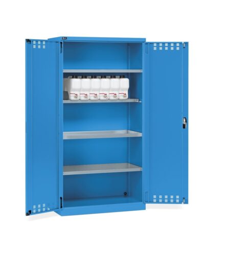 Armadio 2 Ante A Battente Fessurate, 3 Piani Fessurati, 6 Taniche, 1 Vasca Interna, L1023 X P555 X H2000 Mm, Perfom14021