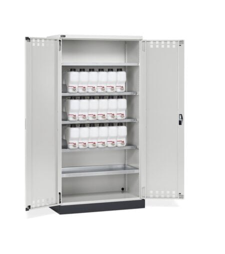 Armadio Ante Battente Fessurate, 4 Piani, 18 Taniche, 1 Vasca Interna, 1 Vasca Esterna, L1048 X P600 X H2027 Mm, Perfom14023