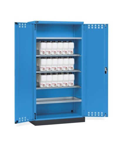 Armadio Ante Battente Fessurate, 4 Piani, 18 Taniche, 1 Vasca Interna, 1 Vasca Esterna, L1048 X P600 X H2027 Mm, Perfom14024