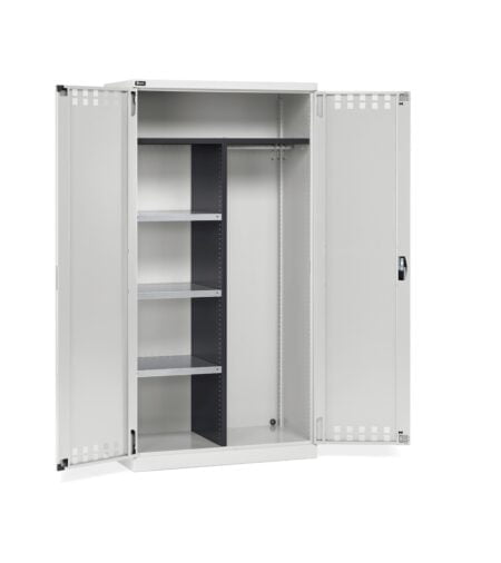 Armadio Multiuso Con Ante Battente Fessurate, Ripiani E Divisorio, L1023 X P555 X H2000 Mm, Perfom14011