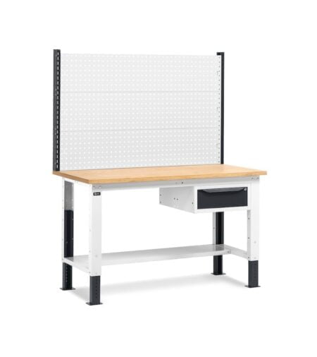Banco Da Lavoro Regolabile In Altezza Work Up Work1516 Con Parete Attrezzata E 1 Cassetto