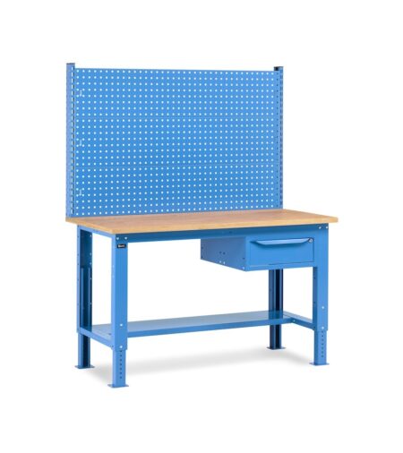 Banco Da Lavoro Regolabile In Altezza Work Up Work1517 Con Parete Attrezzata E 1 Cassetto