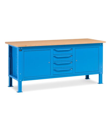 Banco Da Lavoro Work Up Work2010 Con 1 Armadio Con 4 Cassetti E 2 Armadi Con Porta, L 200 Cm