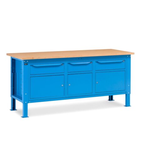 Banco Da Lavoro Work Up Work2012 Con 3 Armadi Con 1 Cassetto E Porta, L 200cm
