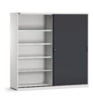 Armadio In Metallo, Porte Scorrevoli E Ripiani, L2040 X P600 X H2000 Mm, Ral 7035 + 7016, Perfom21007