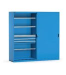 Armadio Metallico 2 Ante Scorrevoli Con Cassetti E Piani, L2040 X P600 X H2000 Mm, Ral 5012, Perfom21012